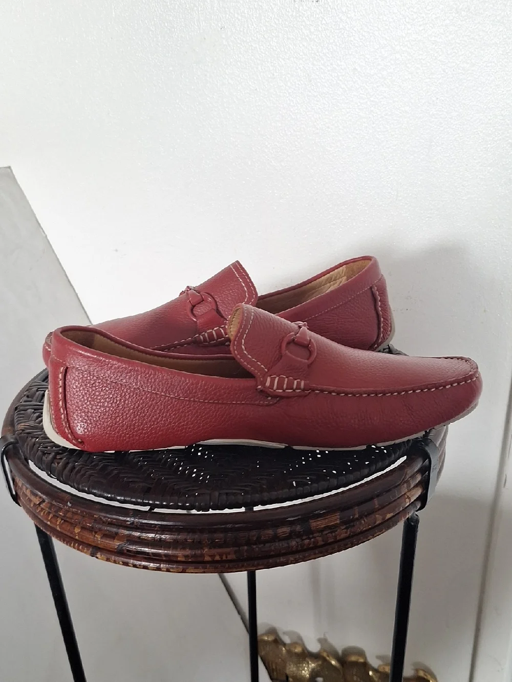 Mikekonos Driving Loafers Brazil Leather Red Men 12 M